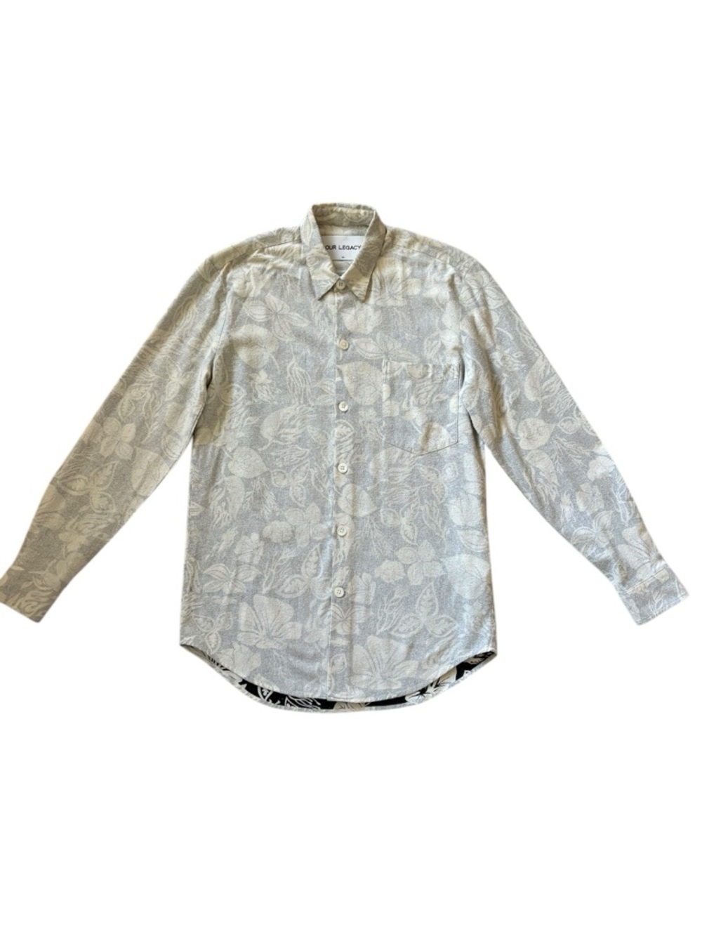 RARE Archival Our Legacy SS15 100% Silk Floral Pigment Dyed Shirt Light Gray